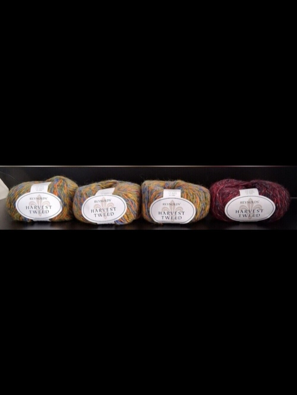NWT Lot Of 4 Harvest Tweed Berry & Green/Orange Wool & Mohair Blend Knit Yarn